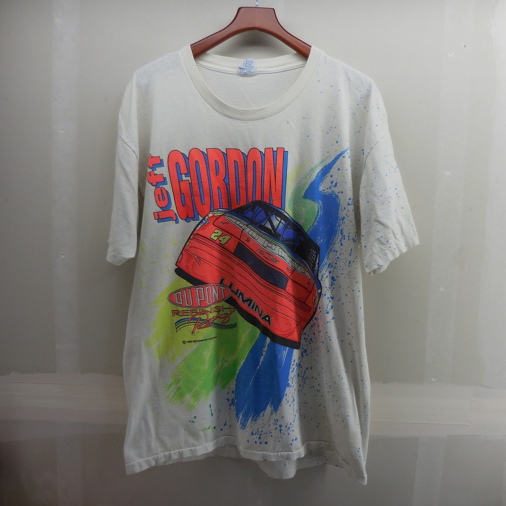 Vintage 1993 Jeff Gordon NASCAR T-Shirt Cal Cru XXL DuPont Racing Distressed USA